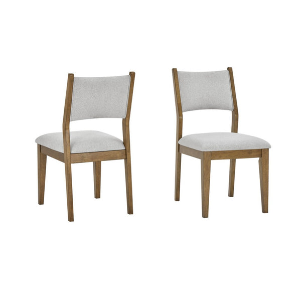 English Elm Dafne 7 Piece Walnut Oak Veneer Rectangular Dining Set Seats Six with Gray Chairs B2749S00315