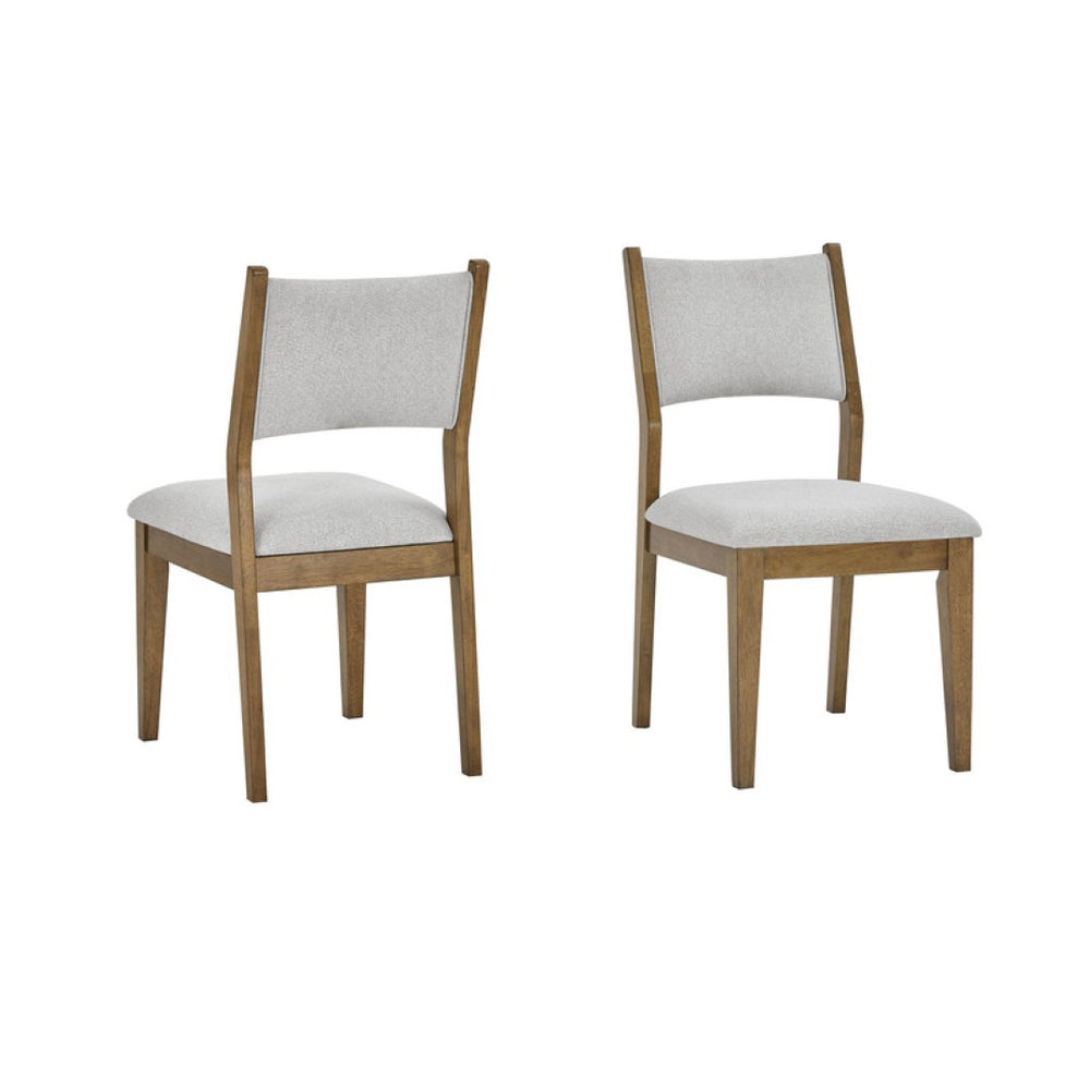 English Elm Dafne Mid-century Dining Side Chairs with Walnut Oak Frame and Padded Gray Seat B2749P413312