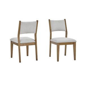 English Elm Dafne Mid-century Dining Side Chairs with Walnut Oak Frame and Padded Gray Seat B2749P413312