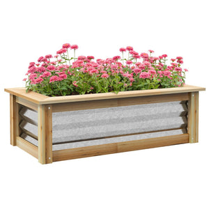 English Elm Outsunny Raised Garden Bed Kit - Durable Galvanized Metal & Wood Planter Box For Easy Gardening Fun! W2225P174434-GIGA