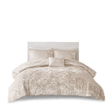 Intelligent Design Felicia Glam/Luxury Velvet Comforter Set with Throw Pillow ID10-2402 Champagne