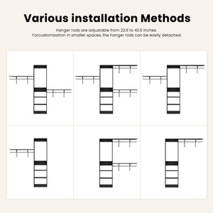English Elm Closet Organizer Heavy Duty Wood Rack With 4 Adjustable Rods & 5 Shelves For 8 Ft Custom Spaces T3623P409158