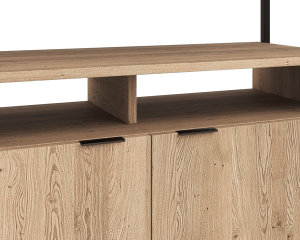 Sunpan Ambrose Modular Bookcase - Modern Oak Design with Elegant Iron Frame, Perfect for Any Space Large - 39.25W x 16.5D x 82.75H