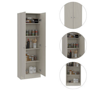 English Elm Virginia Double Door Storage Cabinet with Five Shelves for Kitchen Garage Mudroom Organization and Style White 77 L x 17 W x 5 H B128P148983