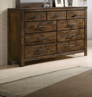 English Elm 1pc Rustic Industrial Five Drawer Chest with Solid Wood Grain, Metal Handles, Sturdy Bedroom Storage Brown 65.59 L x 20.31 W x 43.66 H B011P234684