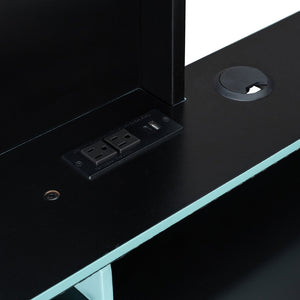 English Elm Full Size Gaming Loft Bed with Rgb Lighting Built-in Desk and Usb Charging Ports Blue LT000275AAC
