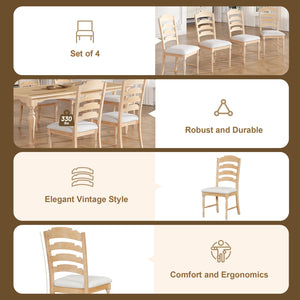 English Elm TOPMAX Vintage 9-Piece Extendable Dining Set with 23.6" Removable Leaf and 8 Upholstered Chairs SP000057AAA