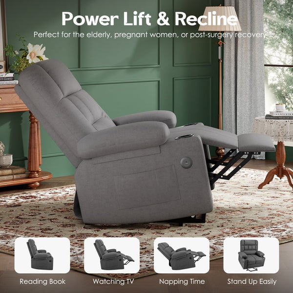 English Elm Oversized Recliner chair with ergonomic support, swivel rocker, quick 5-min assembly for adults comfort Grey T3623P408759