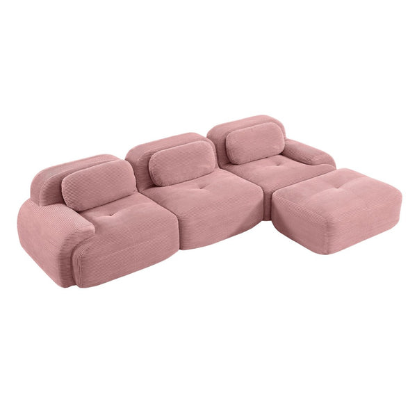 English Elm L-shaped Modular Corduroy Sectional Sofa Ergonomic No Assembly Pet Friendly Living Room W714S01407