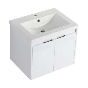 English Elm 48" Bathroom Vanity With Resin Sink, Soft-Close Doors & Wall Cabinet - Modern Floating Design! W999S00421