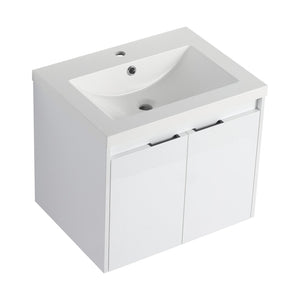 English Elm 72" Float Mount Double Sink Bathroom Vanity Glossy White Plywood Soft Close W999S00535