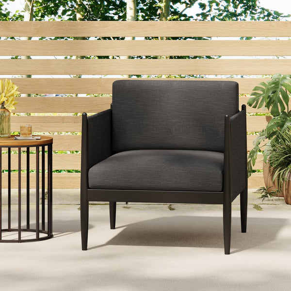 English Elm Christopher Knight Home® - DAWSON Club Chair Dark Grey Aluminum Frame, Water-Resistant Cushions, UV & Rust-Resistant Design 73761.00BLK