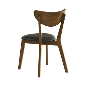 English Elm Set of 2 Wood Dining Side Chairs with Black Leatherette Seats, Transitional Design, Sturdy Rectangular Backrest Dark Walnut B016P368770