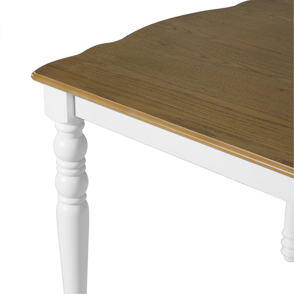 English Elm 7-Piece Extendable Dining Set with Removable Leaf and 6 Upholstered Chairs, Solid Rubberwood Legs, Seats 6 Natural+White N752S000030K