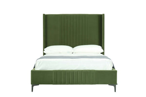 English Elm Promenade Luxurious Moss Green Velvet Full Bed With Stitched Headboard & Easy Assembly Features B365S00047-GIGA