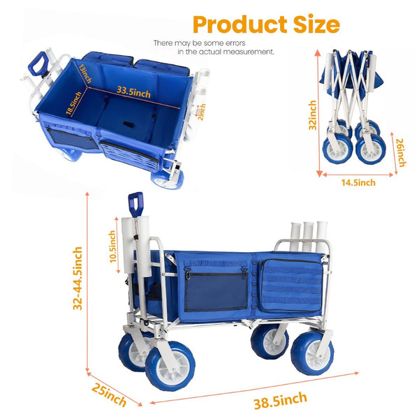 English Elm Beach Wagon Heavy Duty Folding Cart with 500lb Capacity and All Terrain Pvc Wheels W2932P412005