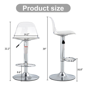 English Elm Modern PU Bar Stools Set of 2 — 360° Swivel, Height Adjustable, Waterproof Leather, Ergonomic White Finish W1151P200322