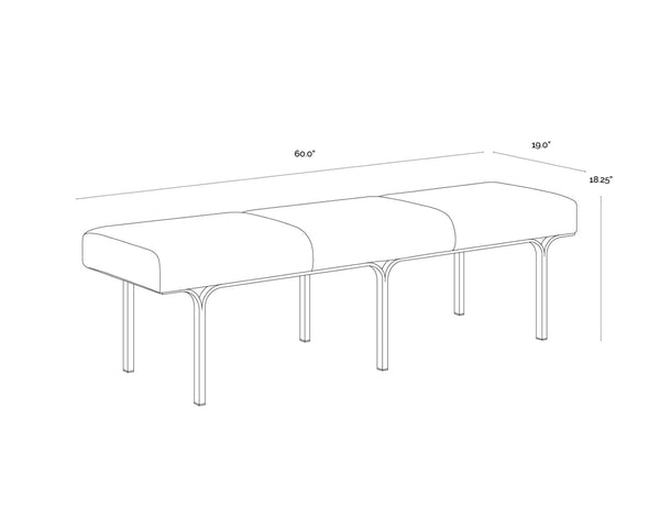 Sunpan NUVELLA Bench – Modern Minimalist Design in Kona Camel Upholstery for Versatile Home Decor Solutions 112296