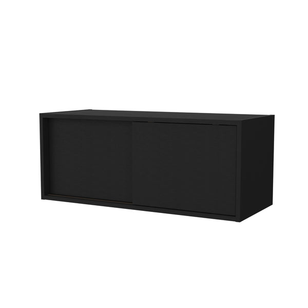 English Elm Anegam Floating Cabinet with Sliding Door for Small Spaces — Sleek Wall-Mounted Storage Solution, 31.9" W Black 34 L x 14.2 W x 3.5 H B128P244998