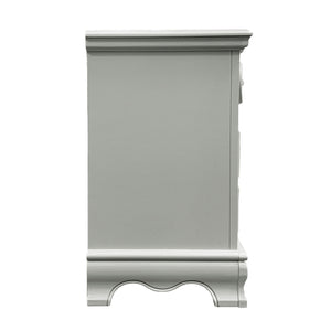 English Elm Grey 3-Drawer Nightstand with Quiet Wooden Glides, Dovetail Construction, Durable Poplar-MDF Finish B062P209009