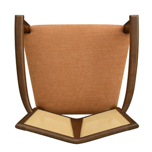 English Elm Christopher Knight Home® - ARM Mid-Century Dining Chair with Rattan Back & Upholstered Foam Seat, Solid Rubberwood Frame Caramel,Walnut N771P254005W