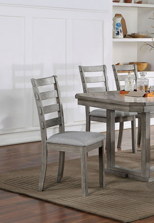 English Elm Gray Padded Dining Chairs Set of 2 — Linen-Look Ladder Back Side Chairs, Rustic Wire-Brush Finish, Comfortable Seating B011P246316