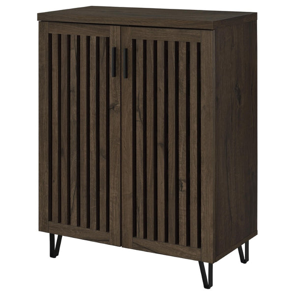 English Elm Clackamas Engineered Wood Shoe Cabinet with Hairpin Legs and Matte Gold Hardware Oak B062P440405