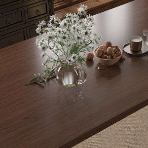English Elm 70.8 Inch Walnut Top Dining Table with Brushed Gold Steel Base Seats Six T3609S00001