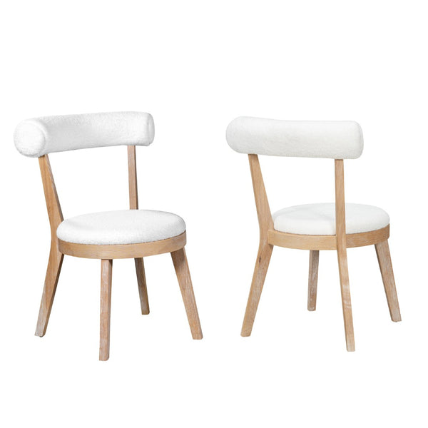 English Elm Set Of 2 Modern Upholstered Dining Chairs - Beige Fabric, Rubberwood Frame, Stylish & Durable Design N842P315190N-GIGA