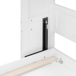 English Elm Queen Size Elegant Wall-Mounted Murphy Bed With Stylish Storage & Diamond Stripe Design, White N820S00062K-GIGA