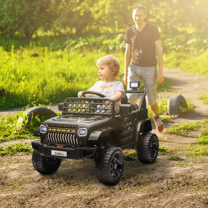 English Elm Qaba 12v Battery Powered Kids Ride on Utv with Spring Suspension and Remote Black W2225P249877