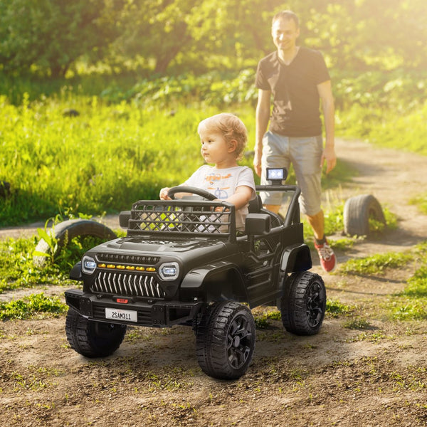 English Elm Qaba 12v Battery Powered Kids Ride on Utv with Spring Suspension and Remote Black W2225P249877