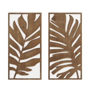 JLA Home Madison Park - Two-tone Birch Botanical Wall Panels Set — Sculptural Leaf Relief on White for Modern Coastal & Scandinavian Rooms Monstera MP95B-0361