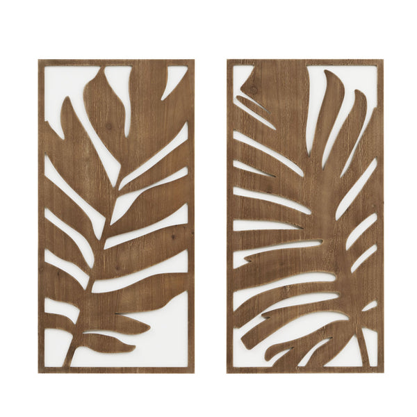 JLA Home Madison Park - Two-tone Birch Botanical Wall Panels Set — Sculptural Leaf Relief on White for Modern Coastal & Scandinavian Rooms Monstera MP95B-0361