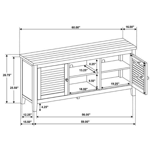 English Elm Sutter Mission Style Louvered Door Tv Stand Rustic Pine Console for Living Room B062P441044