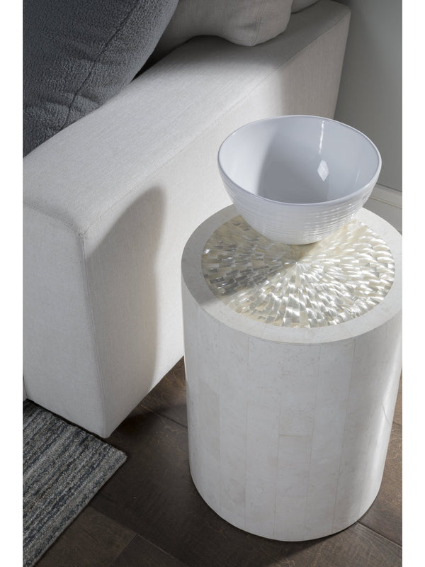 Lexington Artistica Home Mimi Round Spot Table - Unique White Agate And Troca Shell Inlay For Stunning Home Decor Style White Wood 2189-950