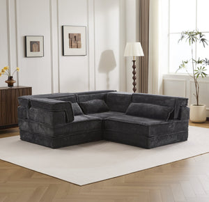 English Elm Compression Oversized Boneless Modular Sofa Bed - Versatile, No Assembly, Memory Foam Comfort In Dark Grey W3723S00021