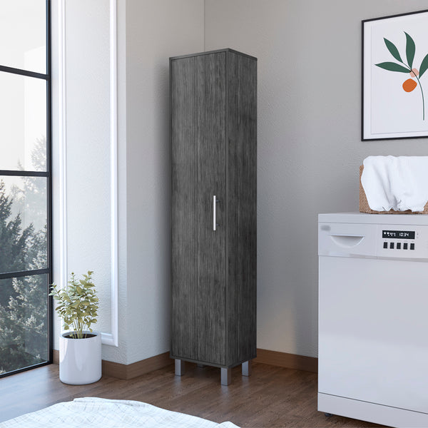 English Elm Storage Cabinet Buccan Smokey Oak Gray Laundry Organizer with Single Door & Five Shelves, Versatile Home Storage B092142829