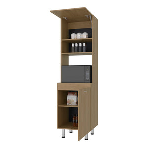 English Elm Soham Tall Kitchen Pantry Cabinet with Chrome Legs Warm Beige Minimalist Storage B092P474468