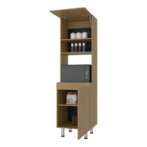 English Elm Soham Tall Kitchen Pantry Cabinet with Chrome Legs Warm Beige Minimalist Storage B092P474468