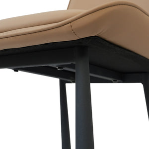 English Elm Modern Nordic Faux Leather Upholstered Dining Chairs Iron Legs Kitchen Set of 2 Khaki+Black W1535P460731