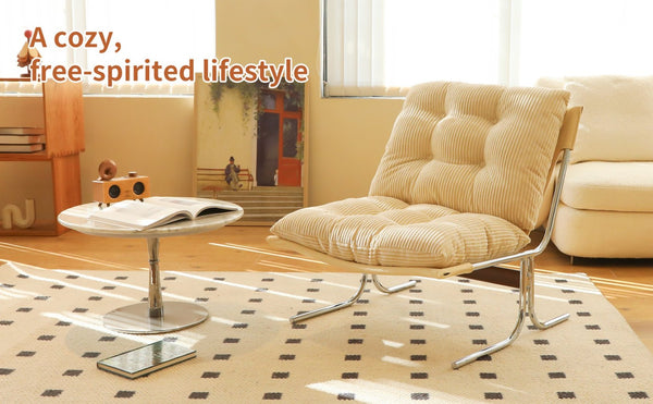 English Elm Modern Wingback Accent Chair Faux Leather Upholstery Chrome X Frame Living Room Cream W2105P440977