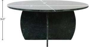 Meridian Furniture Formentera Handcrafted Genuine Marble Round Coffee Table with Natural Green Veining 219Green-CT