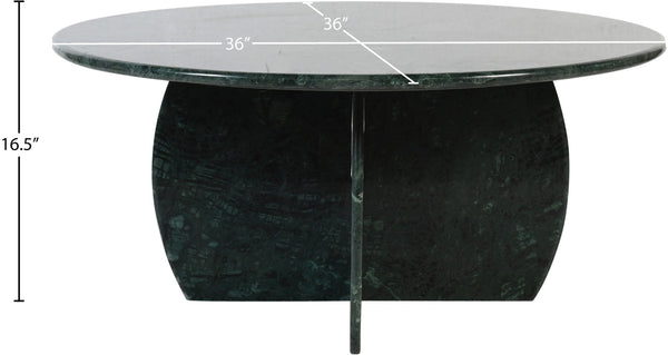 Meridian Furniture Formentera Handcrafted Genuine Marble Round Coffee Table with Natural Green Veining 219Green-CT