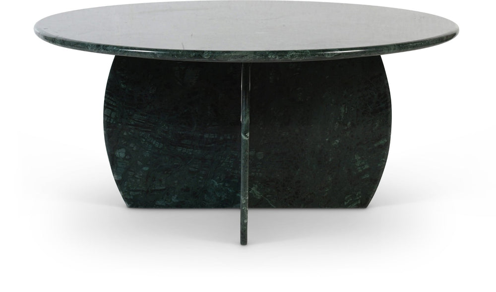 Meridian Furniture Formentera Handcrafted Genuine Marble Round Coffee Table with Natural Green Veining 219Green-CT