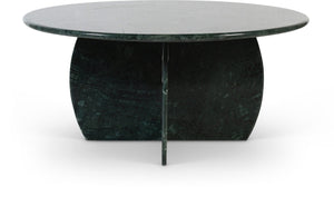 Meridian Furniture Formentera Handcrafted Genuine Marble Round Coffee Table with Natural Green Veining 219Green-CT
