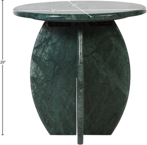 Meridian Furniture Formentera Genuine Green Marble Side Table with Unique Veining for Living Spaces 219Green-ET