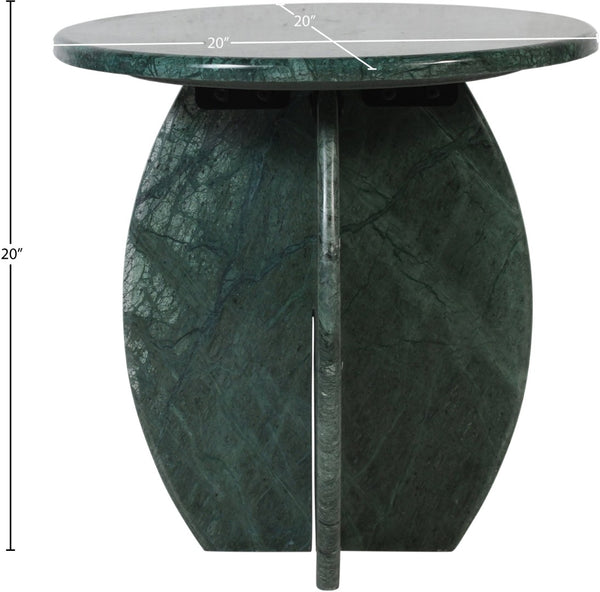 Meridian Furniture Formentera Genuine Green Marble Side Table with Unique Veining for Living Spaces 219Green-ET