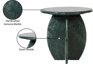 Meridian Furniture Formentera Genuine Green Marble Side Table with Unique Veining for Living Spaces 219Green-ET