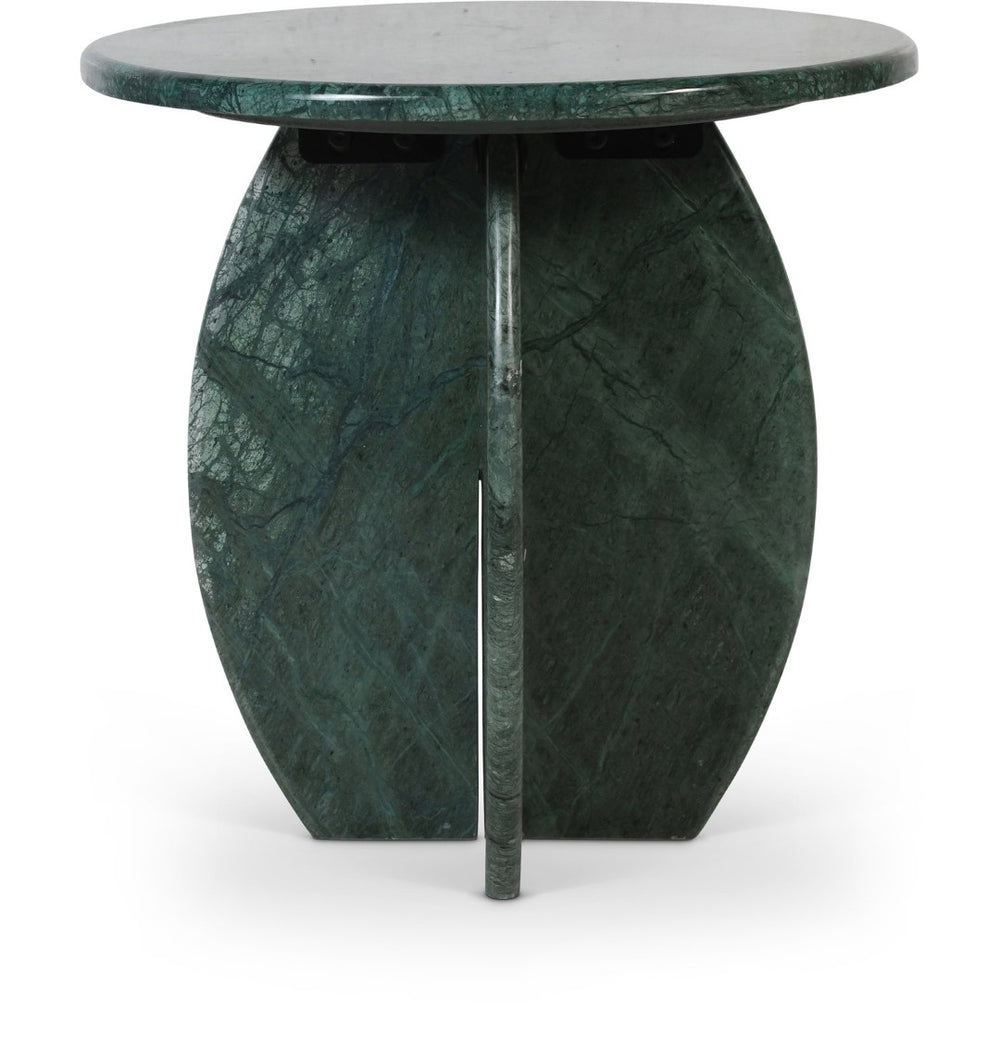 Meridian Furniture Formentera Genuine Green Marble Side Table with Unique Veining for Living Spaces 219Green-ET